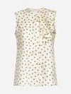 Max Mara Pegli Ruffled Polka-dot Silk-twill Blouse In Cream