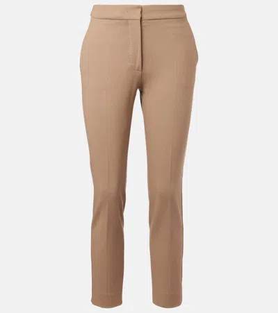 Max Mara Pegno Cropped Jersey Pants In Brown