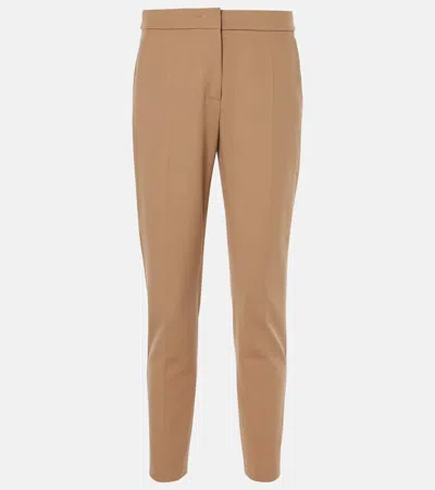 Max Mara Pegno Cropped Jersey Slim Pants In Brown