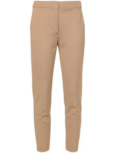 Max Mara Pegno Jersey Cigarette Trousers In Brown