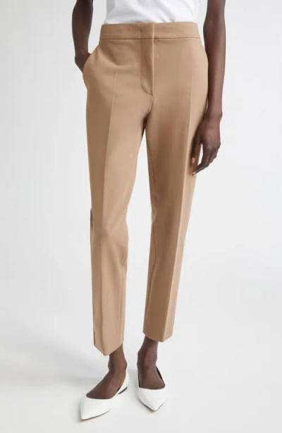 Max Mara Pegno Slim Fit Jersey Ankle Pants In Brown