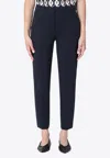 Max Mara Navy Blue Viscose Blend Trousers In Navy