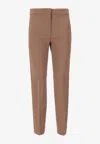 Max Mara Pegno Slim Fit Jersey Ankle Pants In Brown