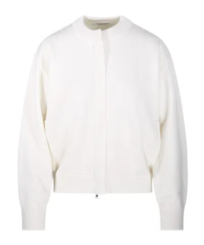 Max Mara Pelago Long-sleeved Knitted Cardigan In White