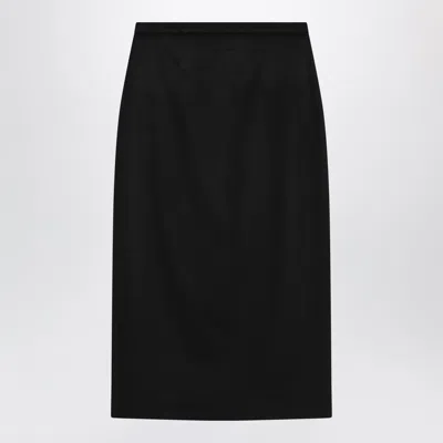 Max Mara Pencil Midi Skirt With High Waist And Central Rear Slit In Black