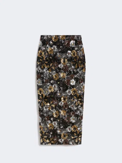 Max Mara Pencil Skirt In Tulle And Sequin In Multi