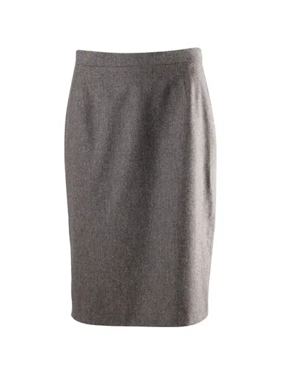 Pre-owned Max Mara Pencil Wool Skirt In Gray