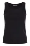 Max Mara Fitted Black Tank Top With Embossed Branding