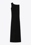 Max Mara Pentola Asymmetric Maxi Dress With Jeweled-strap In Black