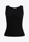 Max Mara Pentola Logo Embroidered Tank Top In Black