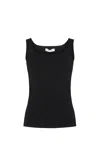 Max Mara Fitted Black Tank Top With Embossed Branding In Black