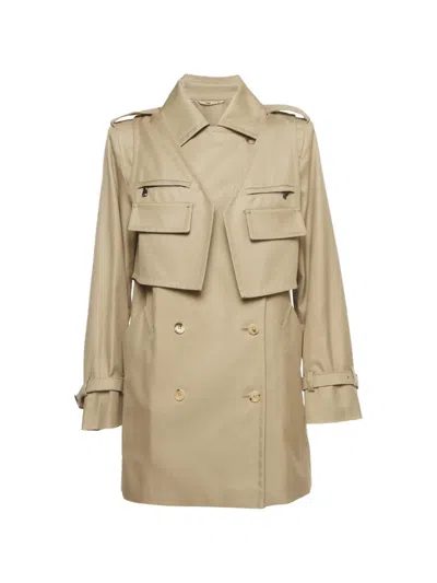 Pre-owned Max Mara Peonie Double-breasted Coat In Neutrals