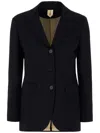 Max Mara Sleek Single-breasted Blazer In Wool Satin Crepe In 蓝色