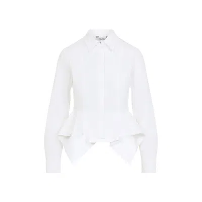 Max Mara Peplum Hem White Shirt With Tailored Silhouette