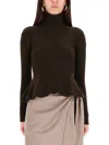 Max Mara Peplum Turtleneck Sweater In Green