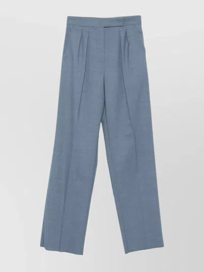Max Mara Perfect High Waist Wide Leg Trousers In Blue
