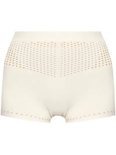 Max Mara Perforated High-waisted Shorts In White