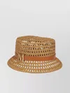 MAX MARA PERFORATED STRAW HAT LEATHER BAND