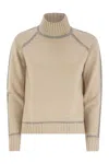Max Mara Pescara - Wool And Cashmere Turtleneck Sweater In Neutral
