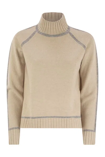 Max Mara Pescara - Wool And Cashmere Turtleneck Sweater In Neutral