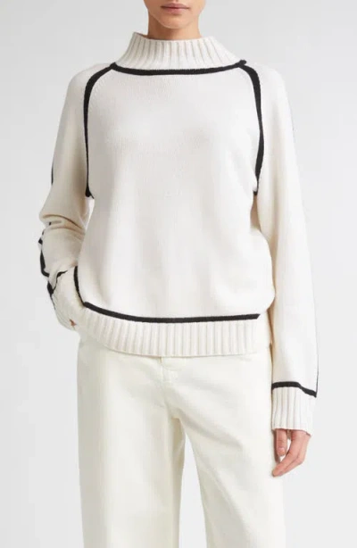 Max Mara Pescara Merino Wool & Cashmere Mock Neck Sweater In White