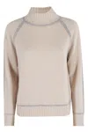 Max Mara Pescara Turtleneck Wool-cashmere Sweater In Neutral