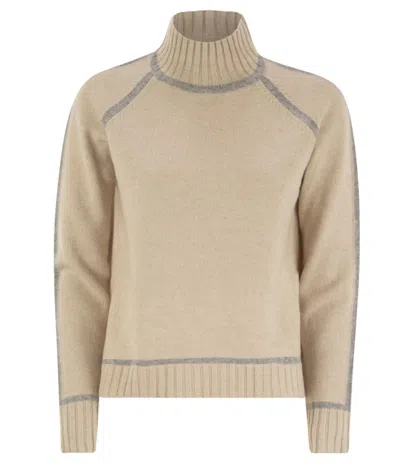 Max Mara Studio Pescara Wool And Cashmere Turtleneck Sweater In Neutral