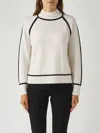 Max Mara Pescara Wool-cashmere Stripe-trim Sweater In White