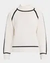 Max Mara Pescara Wool-cashmere Stripe-trim Sweater In White