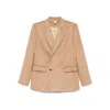 Max Mara Beige Solid Peaked Lapel Blazer In Gold