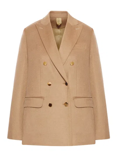 MAX MARA CAMEL DRAP BLAZER WITH SABLES