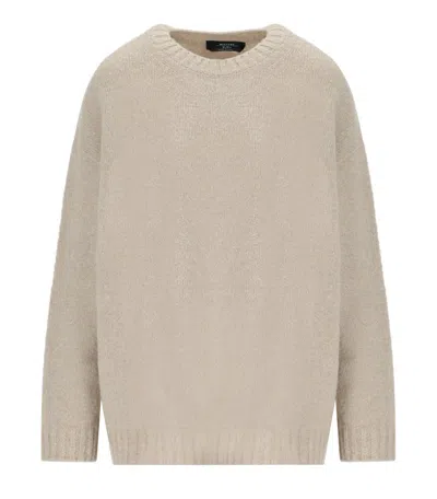 Max Mara Peso Beige Crewneck Sweater In Brown