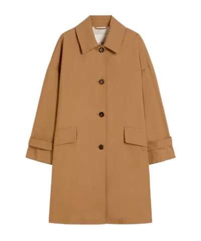 Max Mara Petali Flap Pocket Overcoat In Brown