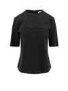 Max Mara Peter Wool T-shirt With Embossed Frontal Logo In Black