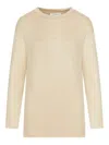 Max Mara Crewneck Cotton Sweatshirt In Sand