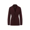 Max Mara Twisted Front Longline Jacket In Burgundy