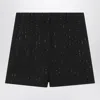 Max Mara Pianoforte Black Shorts With Pinstripe Effect Micro Sequins In Black