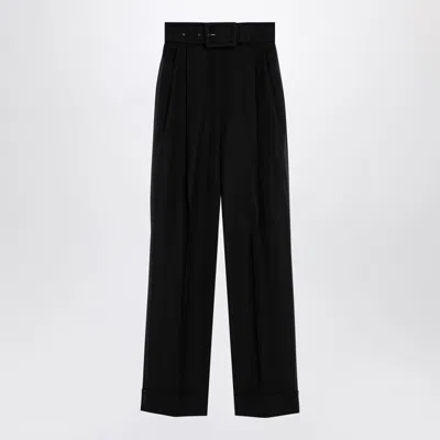 Max Mara Pianoforte Black Grain De Poudre Wool Trousers Women
