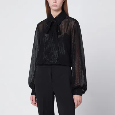 Max Mara Black Silk Chiffon Blouse With Stripes