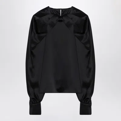 MAX MARA MAX MARA PIANOFORTE BLACK SILK SATIN BLOUSE