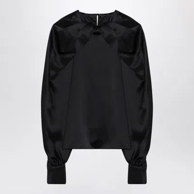 Max Mara Pianoforte Black Silk Satin Blouse Women