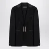 Max Mara Virgin Wool Tassel-fastened Blazer In Black