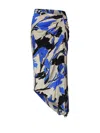 Max Mara Draped Floral Ruched Asymmetric Hem Skirts In Blue