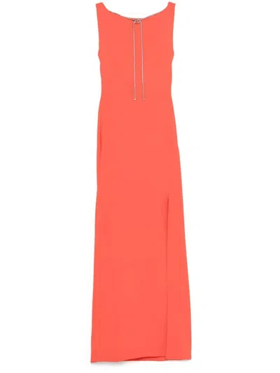 Max Mara Pianoforte Creso Silk Long Dress In Orange