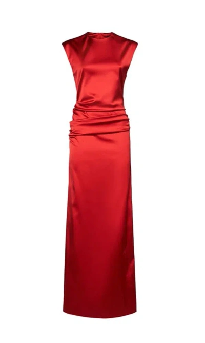 Max Mara Rea Long Sleeveless Dress In Red