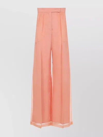 Max Mara Pianoforte Danila High-waist Silk Organza Pants In Pink