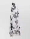 Max Mara Chiffon Dress With An All-over Printasymmetrical Neckline With Metal Detail On The Left Shoulder In White