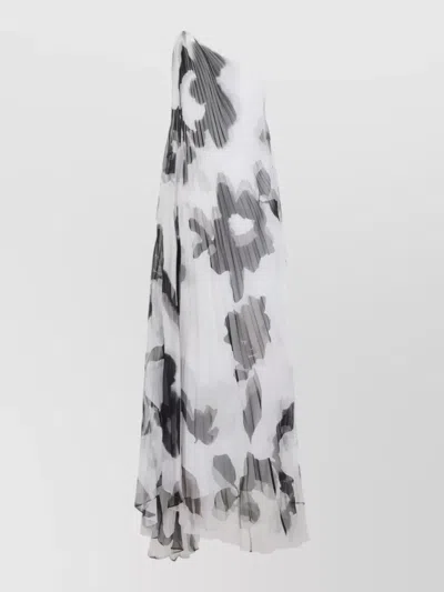 Max Mara Pianoforte Fuggito One Shoulder Long Dress In White