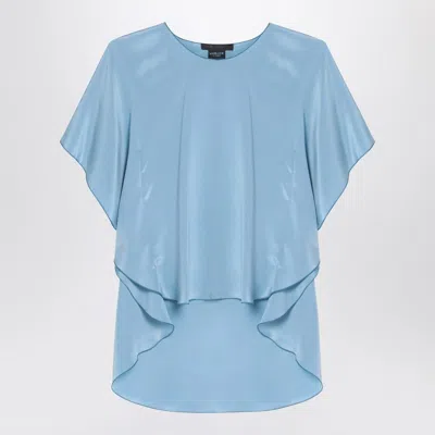Max Mara Pianoforte Light Blue Flowy Silk Blouse Women