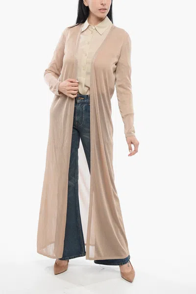 Max Mara Pianoforte Lurex Long Cardigan In Gold